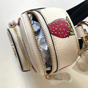 Coach Mini Court Strawberry Backpack Bag Charm CAO93 White Keychain ORGPKG