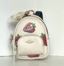 Load image into Gallery viewer, Coach Mini Court Strawberry Backpack Bag Charm CAO93 White Keychain ORGPKG