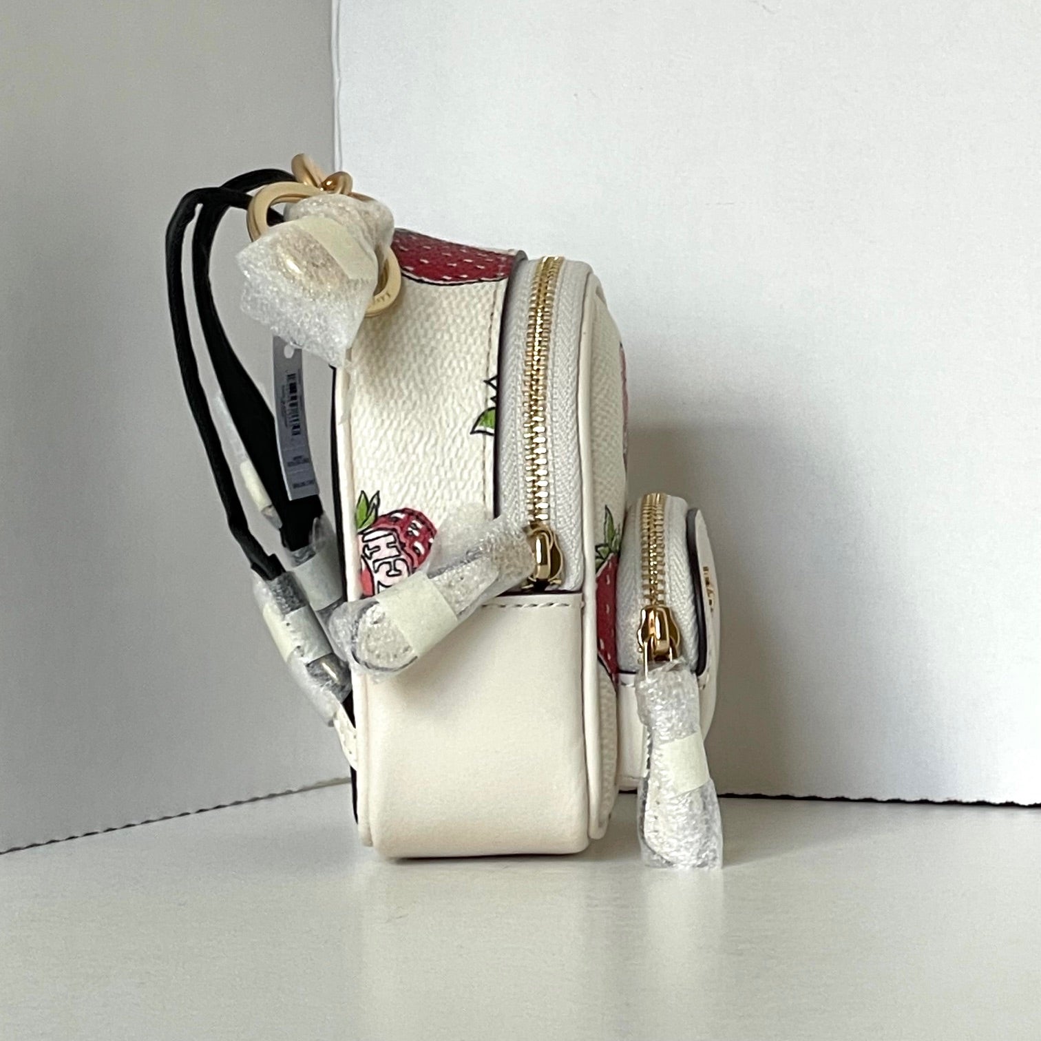 Coach Bags | Mini Court Backpack Bag Charm With Strawberry Print | Color: Gold | Size: Os