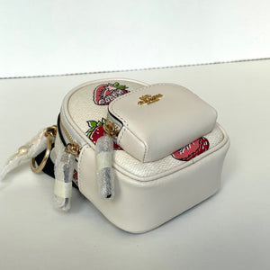 Coach Mini Court Strawberry Backpack Bag Charm CAO93 White Keychain ORGPKG