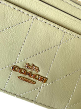 Load image into Gallery viewer, Coach Mini Skinny ID Case CEH41 Quilted Leather Keyring Wallet Pistachio