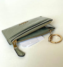 Load image into Gallery viewer, Coach Mini Skinny ID Case CEH41 Quilted Leather Keyring Wallet Pistachio