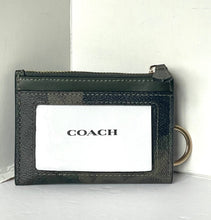 Load image into Gallery viewer, Coach Mini Skinny ID Wallet Camo Keyring CW871 Signature Green Canvas