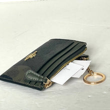 Load image into Gallery viewer, Coach Mini Skinny ID Wallet Camo Keyring CW871 Signature Green Canvas