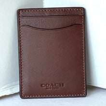 Load image into Gallery viewer, Coach Money Clip Card Case Mens Dark Saddle Leather C6702 Wallet Compact