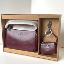 Load image into Gallery viewer, Coach Nolita 19 Bag and Charm Set Dark Wine Leather Silver CCK95 Boxed