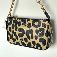 Load image into Gallery viewer, Leopard print handbag with gold chain strap on a white background
