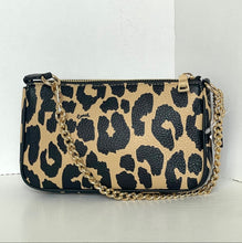 Load image into Gallery viewer, Leopard print handbag with gold chain strap on a white background