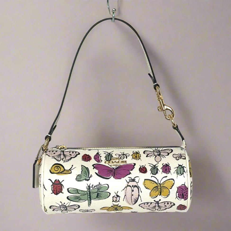 Coach Nolita Barrel Shoulder Bag White Creature CR831 Canvas Leather Wristlet