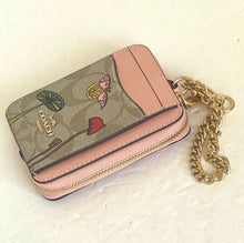 Load image into Gallery viewer, Coach Observed By Us Zip Card Case Signature Canvas Leather Khaki CU403 Pink