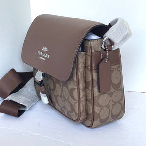 Coach Pace Messenger Bag Brown Leather Signature Canvas CR131 Crossbody