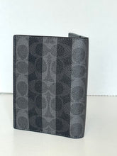 Load image into Gallery viewer, Coach Passport Card Case CEB77 Signature Canvas with Stripes Travel Wallet