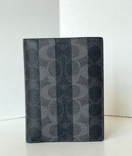 Load image into Gallery viewer, Coach Passport Card Case CEB77 Signature Canvas with Stripes Travel Wallet