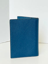Load image into Gallery viewer, Coach Passport Card Case CEK62 Vintage Car Print Blue Leather Wallet