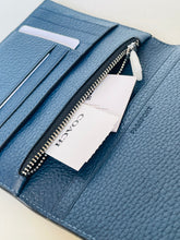 Load image into Gallery viewer, Coach Passport Card Case CEK62 Vintage Car Print Blue Leather Wallet
