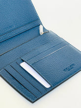 Load image into Gallery viewer, Coach Passport Card Case CEK62 Vintage Car Print Blue Leather Wallet