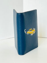 Load image into Gallery viewer, Coach Passport Card Case CEK62 Vintage Car Print Blue Leather Wallet