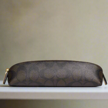 Load image into Gallery viewer, Coach_Pencil_Case_Signature_Canvas_CZ206_Slim_Zip_Walnut_Black_