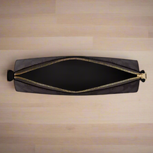 Load image into Gallery viewer, Coach Pencil Case Signature Canvas CZ206 Slim Zip Black Walnut Gold Slim