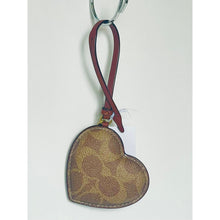 Load image into Gallery viewer, Heart-shaped keychain with brown checkered pattern on a white background