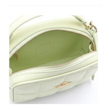 Load image into Gallery viewer, Light green handbag with gold accents on a white background