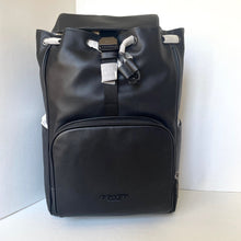 Load image into Gallery viewer, Black backpack with visible brand logo on a white background