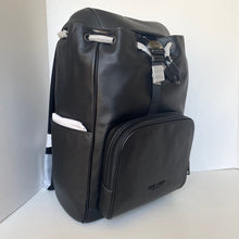 Load image into Gallery viewer, Black backpack with visible brand logo on a white background