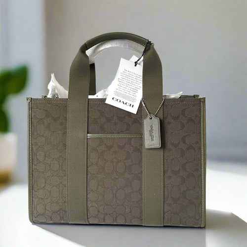 Coach Smith Tote Medium Signature Jacquard Olive Leather CY368 Crossbody OGPKG