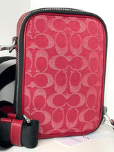 Load image into Gallery viewer, Coach Stanton Slim Crossbody Messenger Bag CAJ44 Red Signature Denim Leather