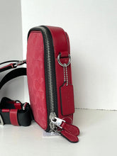 Load image into Gallery viewer, Coach Stanton Slim Crossbody Messenger Bag CAJ44 Red Signature Denim Leather