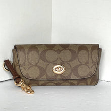 Load image into Gallery viewer, Coach Sunglass Case Floral Brown Turnlock Signature Canvas Leather Bag Clip CU284
