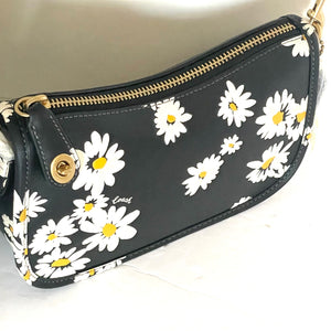 Coach Swinger Bag 20 Floral Daisy CR509 Black Leather Shoulder ORIG PKG