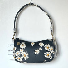 Load image into Gallery viewer, Coach Swinger Bag 20 Floral Daisy CR509 Black Leather Shoulder ORIG PKG