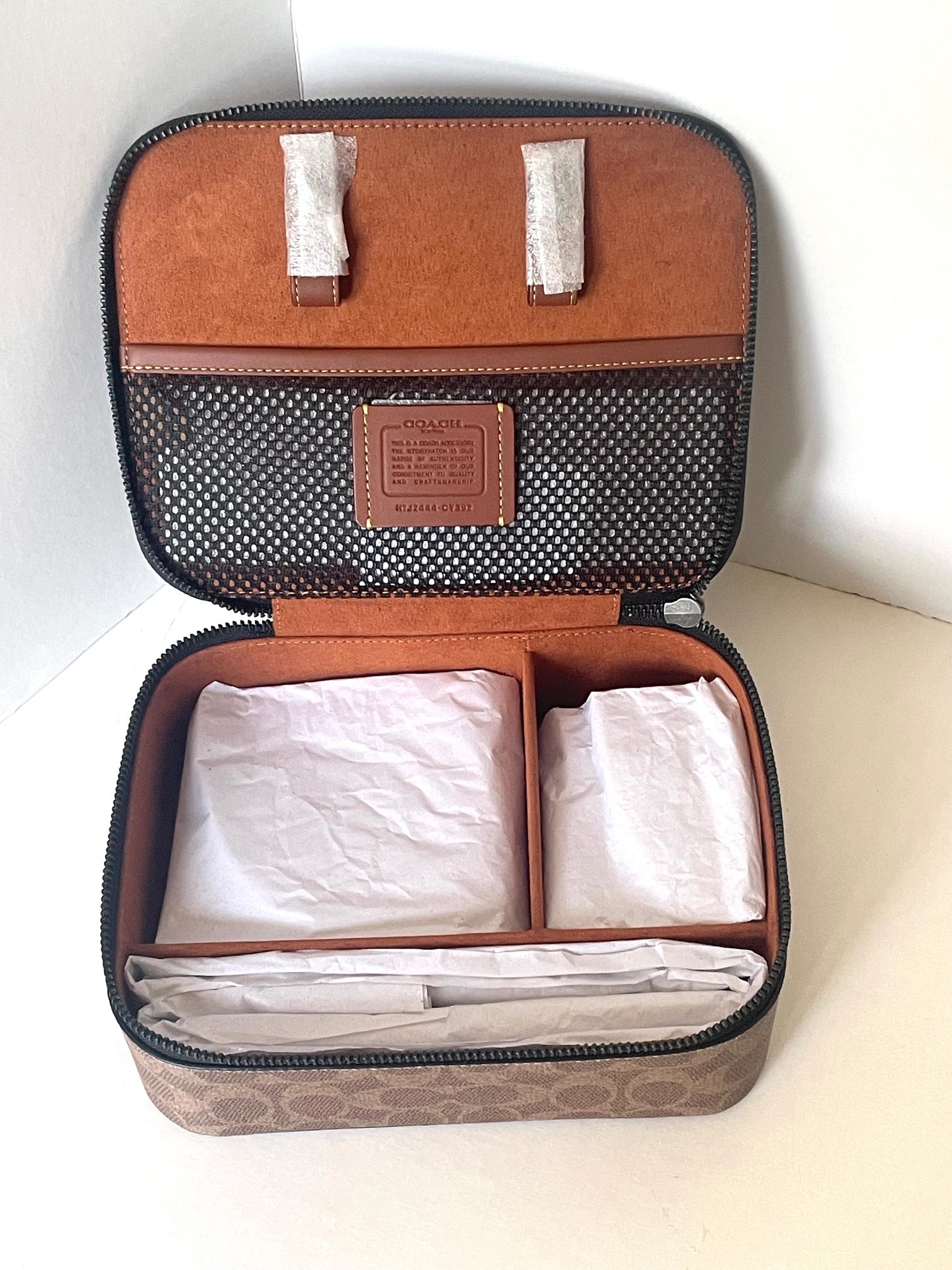 Coach Tech Organizer Colorblock Signature Canvas Travel Case Khaki Bro