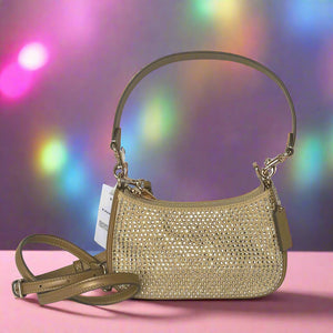 Coach Teri Mini Crossbody Bag Gold Leather Crystal CW322 Shoulder Bag Glam