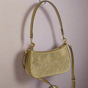 Coach Teri Mini Crossbody Bag Gold Leather Crystal CW322 Shoulder Bag Glam
