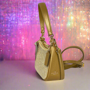 Coach Teri Mini Crossbody Bag Gold Leather Crystal CW322 Shoulder Bag Glam
