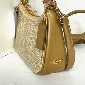 Coach Teri Mini Crossbody Bag Gold Leather Crystal CW322 Shoulder Bag Glam