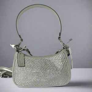 Coach Teri Mini Crossbody Bag Silver Leather Crystal CW322 Shoulder Bag Glam