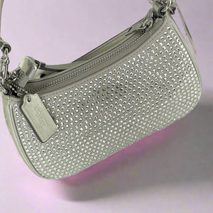Coach Teri Mini Crossbody Bag Silver Leather Crystal CW322 Shoulder Bag Glam