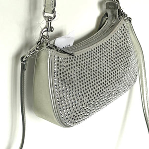 Coach Teri Mini Crossbody Bag Silver Leather Crystal CW322 Shoulder Bag Glam