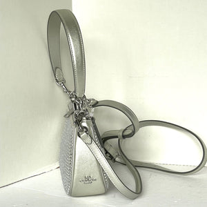 Coach Teri Mini Crossbody Bag Silver Leather Crystal CW322 Shoulder Bag Glam