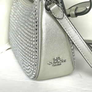 Coach Teri Mini Crossbody Bag Silver Leather Crystal CW322 Shoulder Bag Glam