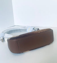Load image into Gallery viewer, A brown faux-leather waist trainer belt with a matching gray elastic strap and white plastic packaging tags, shown on a plain white surface.