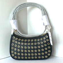 Load image into Gallery viewer, Black handbag with gold studs on a white background