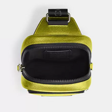 Load image into Gallery viewer, Coach Track Pack 14 Crossbody Sling Bag Metallic Leather CP141 Citrine Shoulder