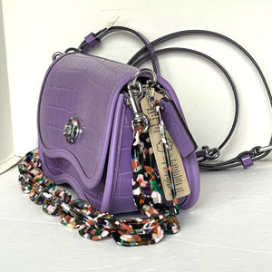 Coach Wavy Dinky Bag Crossbody Purple Croc Embossed Coachtopia Leather