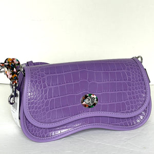 Coach Wavy Dinky Bag Crossbody Purple Croc Embossed Coachtopia Leather