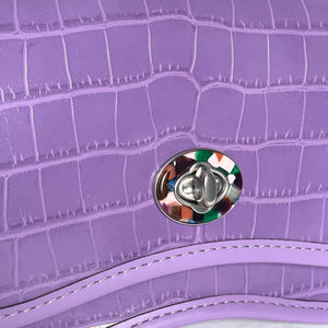 Coach Wavy Dinky Bag Crossbody Purple Croc Embossed Coachtopia Leather