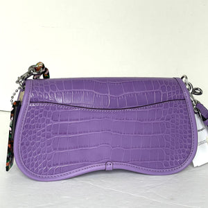Coach Wavy Dinky Bag Crossbody Purple Croc Embossed Coachtopia Leather